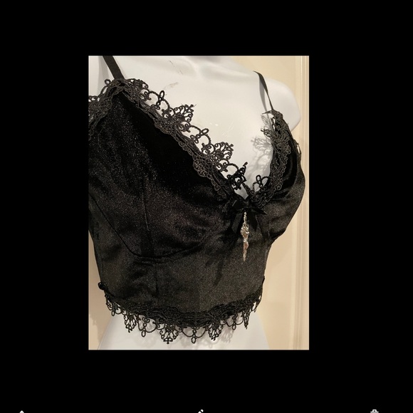 Velvet Gothic Crop Top Size Large - Picture 2 of 8